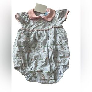 NWT Trotter Street Girls Golf Collar Onesie in Pink/White in size 12 months